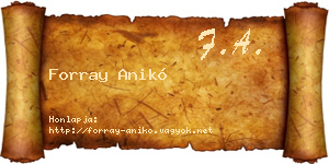 Forray Anikó névjegykártya